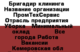 Бригадир клининга › Название организации ­ ПромТехСервис › Отрасль предприятия ­ Уборка › Минимальный оклад ­ 30 000 - Все города Работа » Вакансии   . Кемеровская обл.,Ленинск-Кузнецкий г.